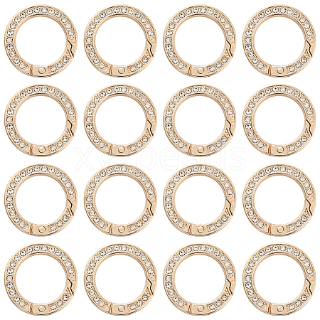 16Pcs Alloy Rhinestone Spring Gate Rings FIND-SP0004-52D-1