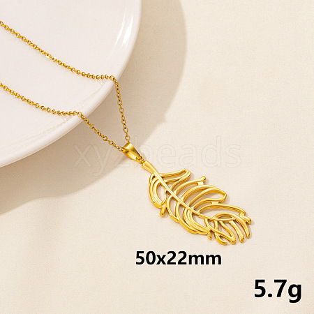 Stainless Steel Leaf Pendant Necklaces QM4235-6-1