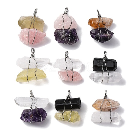 Natural Mixed Gemstone Nuggets Big Pendants G-K338-43P-1