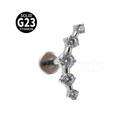 G23 Titanium with Clear Cubic Zirconia Threadless Labrets WG8E19F-05-1