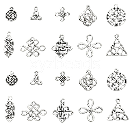 100Pcs 10 Styles Tibetan Style Alloy Pendants TIBEP-CJ0002-45-1