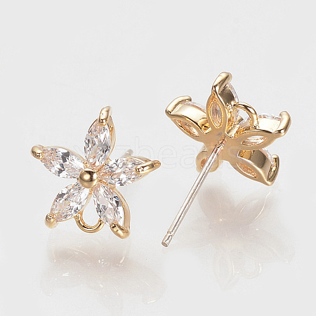 Brass Cubic Zirconia Ear Stud Findings KK-S336-29G-1