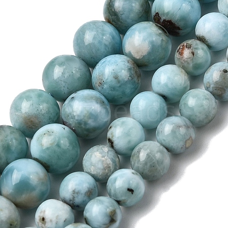 Natural Larimar Beads Strands G-B156-A01-8mm-1