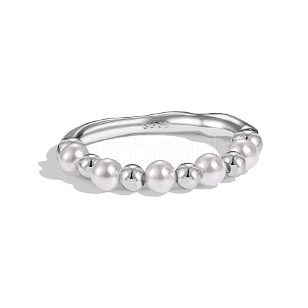 Round Shell Pearl Finger Rings RJEW-Q813-03S-1