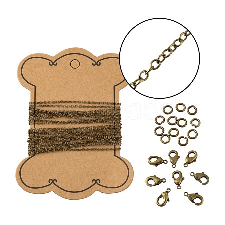 DIY 3m Oval Brass Cable Chains Necklace Making Kits DIY-FS0001-21AB-1
