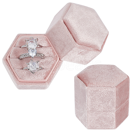 3-Slot Hexagonal Velvet Ring Boxes AJEW-WH0471-26B-1