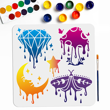 MAYJOYDIY US 1Pc Melting Theme PET Hollow Out Drawing Painting Stencils DIY-MA0003-95A-04-1