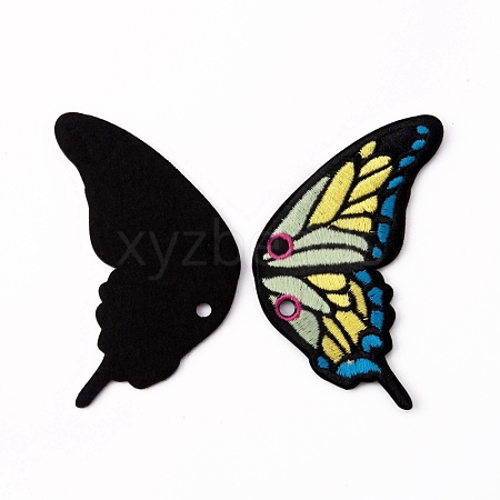 Computerized Embroidery Cloth Butterfly Wing Shoe Lace Charm Decoration(Right) AJEW-WH0277-37B-01-1