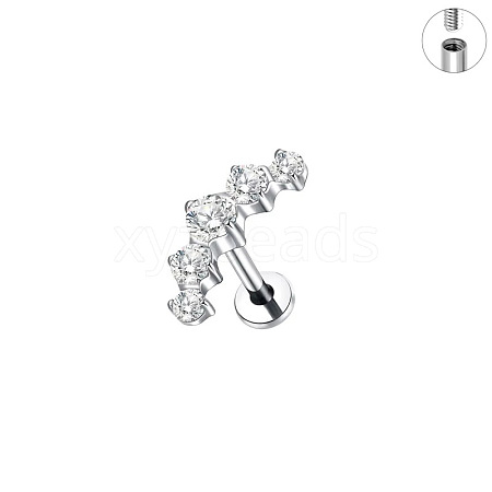 G23 Titanium Micro Pave Clear Cubic Zirconia Cartilage Earrings WG0DE3D-01-1