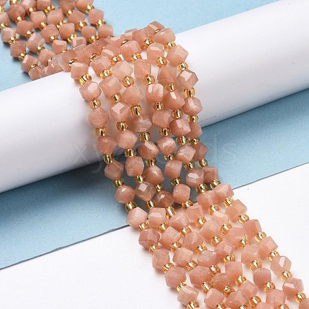 Natural Peach Moonstone Beads Strands G-P463-22-1