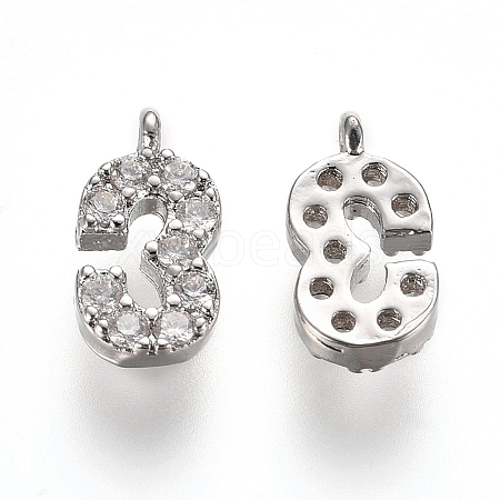 Brass Micro Pave Clear Cubic Zirconia Charms ZIRC-L075-60A-03P-1