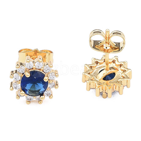 Cubic Zirconia Flower Stud Earrings EJEW-N011-60A-1