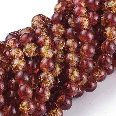 1Strand Two Tone Transparent Crackle Glass Round Beads Strands X-CCG-Q002-8mm-10-1