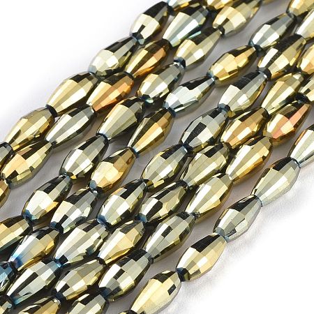 Electroplated Glass Beads Strands EGLA-H100-FP02-1