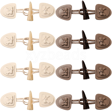 8Pairs 2 Colors PU Leather with Resin Scarf Ring Buckles FIND-CY0001-36-1