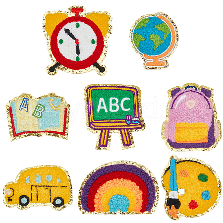 8Pcs 8 Styles Back to School Polyester Clothing Patches PATC-CY0001-55-1