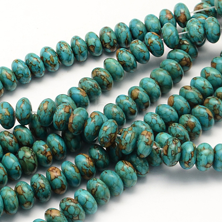 Dyed Synthetic Turquoise Rondelle Bead Strands TURQ-Q100-02B-01-1