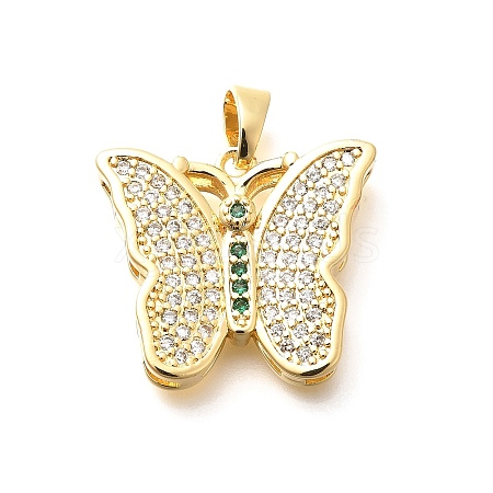 Brass Micro Pave Cubic Zirconia Pendants KK-G519-15G-02-1