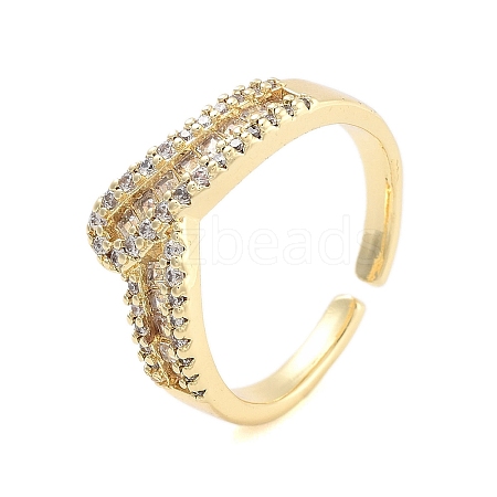 Clear Cubic Zirconia Open Cuff Rings RJEW-U002-03G-1