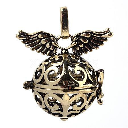 Rack Plating Brass Cage Pendants KK-S751-018AB-1