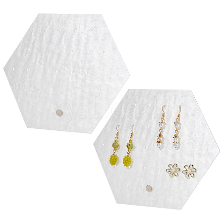 28-Hole Hexagon Acrylic Earring Display Stands EDIS-WH0005-28-1