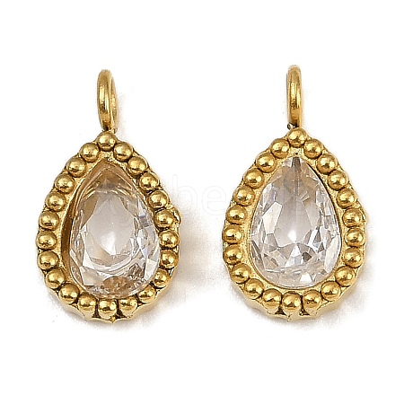 304 Stainless Steel Micro Pave Cubic Zirconia Charms STAS-K302-01C-G-1