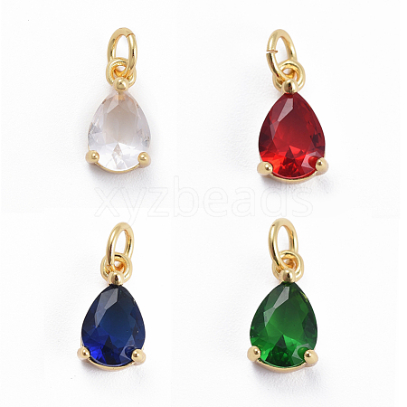 Brass Micro Pave Cubic Zirconia Pendants ZIRC-E164-64G-1