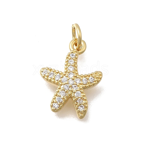 Brass Micro Pave Clear Cubic Zirconia Charms KK-D431-053B-G-1