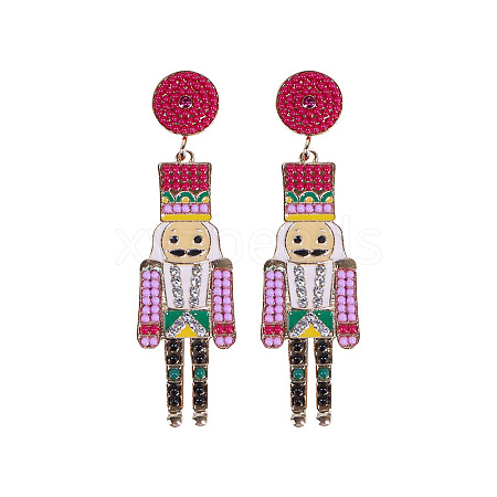 Cartoon Soldier Shape Alloy Enamel Dangle Stud Earrings FS-WGA682D-01-1