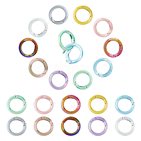 HOBBIESAY 20Pcs 10 Colors UV Plating Zinc Alloy Spring Gate Rings FIND-HY0002-98-1