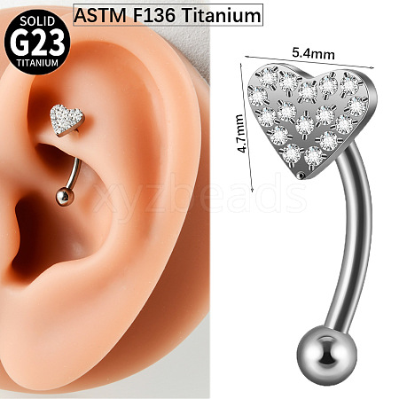 G23 Titanium Clear Cubic Zirconia Eyebrow Curved Barbell Rings WG7A99B-02-1