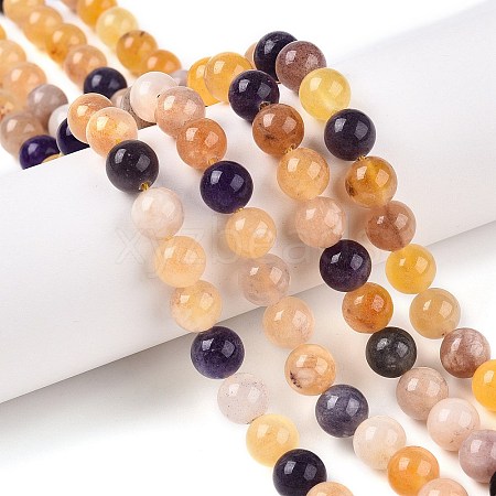 Dyed Natural White Jade Beads Strands G-T138-8mm-210-35-1