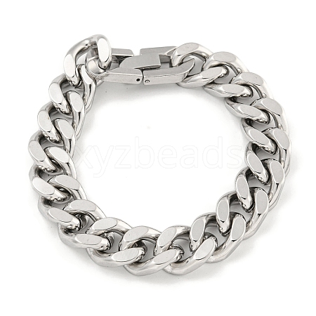 Non-Tarnish 201 Stainless Steel Cuban Link Chain Bracelets for Women and Men BJEW-F473-03P-01-1