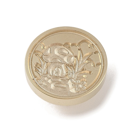 Golden Tone Wax Seal Brass Stamp Head DIY-B079-02G-04-1