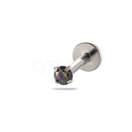 G23 Titanium Steel Cubic Zirconia 17 Gauge Flat Round Threadless Labrets WG94BD7-19-1