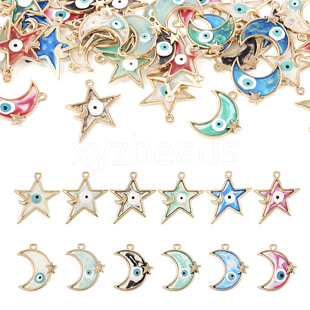 48Pcs 12 Style Alloy Enamel Pendants ENAM-TA0001-73-1