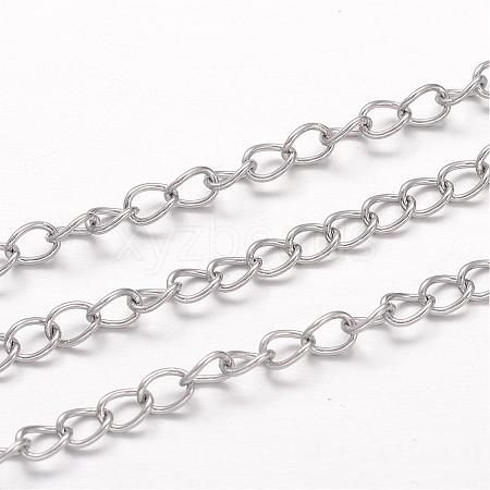 Tarnish Resistant 304 Stainless Steel Curb Chains CHS-K004-11P-0.8mm-1