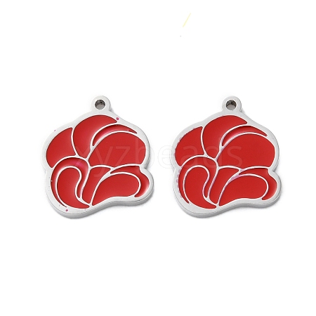 304 Stainless Steel Red Enamel Charms STAS-M102-64P-1