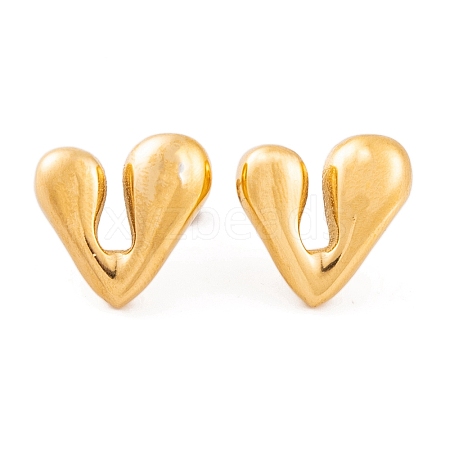 Ion Plating(IP) Heart 304 Stainless Steel Stud Earrings for Women EJEW-L272-033G-04-1
