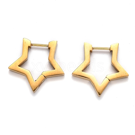 304 Stainless Steel Star Huggie Hoop Earrings STAS-H156-05G-1