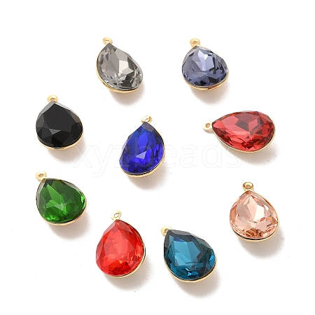Real 18K Gold Plated Brass with Glass Pendants KK-177-22G-1