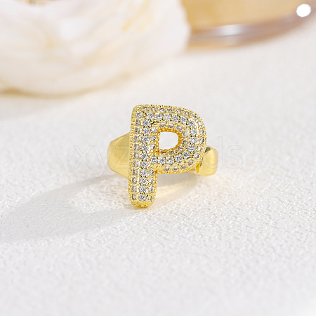 Brass Micro Pave Clear Cubic Zirconia Cuff Rings FS-WG4832E-31-1