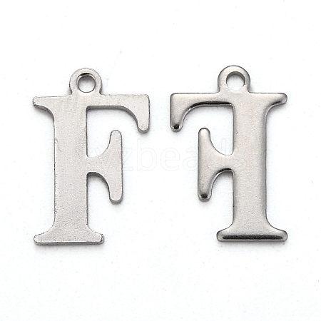 Tarnish Resistant 304 Stainless Steel Alphabet Charms STAS-H122-F-P-1