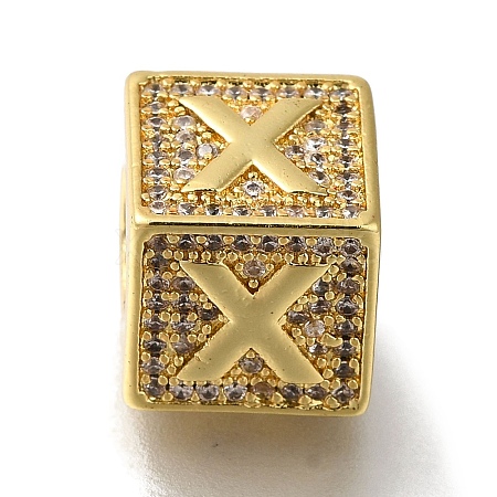 Brass Cubic Zirconia Beads KK-Q818-01X-G-1