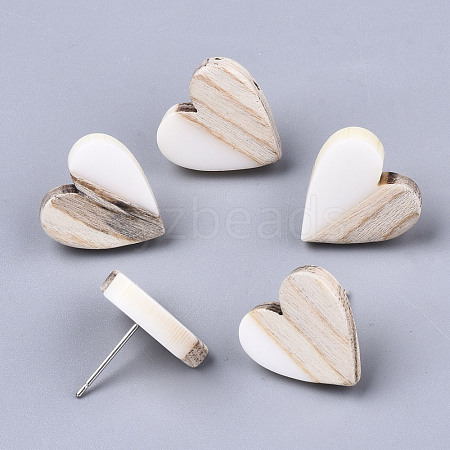 Resin & Wood Stud Earrings EJEW-N017-002A-C04-1