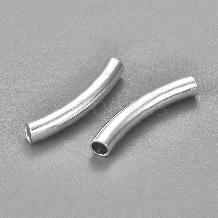 304 Stainless Steel Curved Tube Beads STAS-P128-02S-1