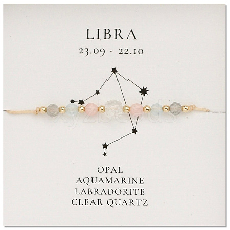 Natural stone constellation bracelet with 12 zodiac signs NR2952-11-1