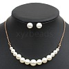 Alloy with ABS Plastic Pearl Round Beaded Necklaces & Stud Earrings Sets for Women WG13E8D-01-1