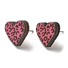 Printing Wood Stud Earrings for Women EJEW-B028-11-1