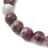 8mm Round Natural Plum Blossom Tourmaline Beaded Stretch Bracelets BJEW-JB10469-03-4